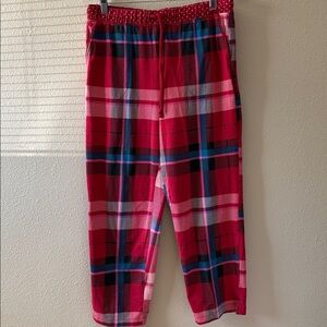 Soma Pajama Bottoms Medium Red Plaid Drawstring Stretch Pockets